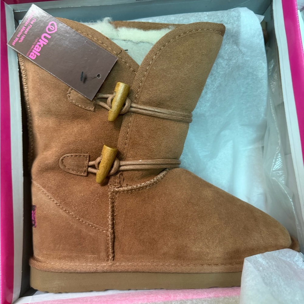Ukala kids Brown winter Boots with Toggle Accents